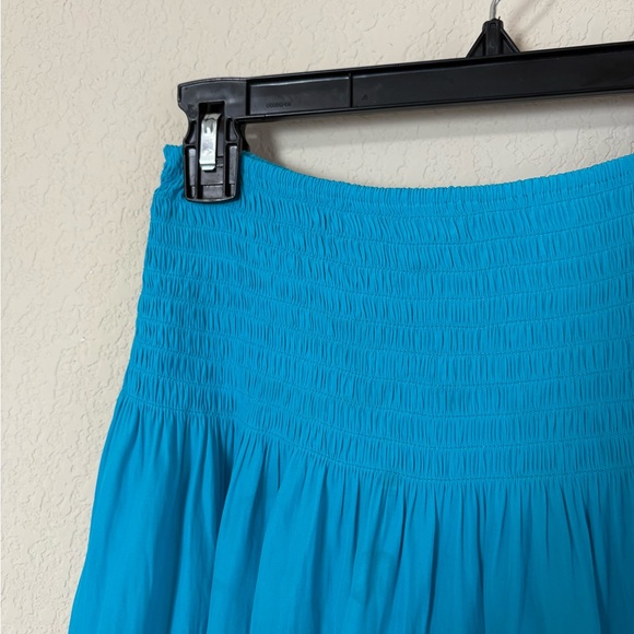 Calypso St. Barth Anima Smocked Vibrant Turquoise Breezy A-Line Skirt Size XS - Picture 4 of 13